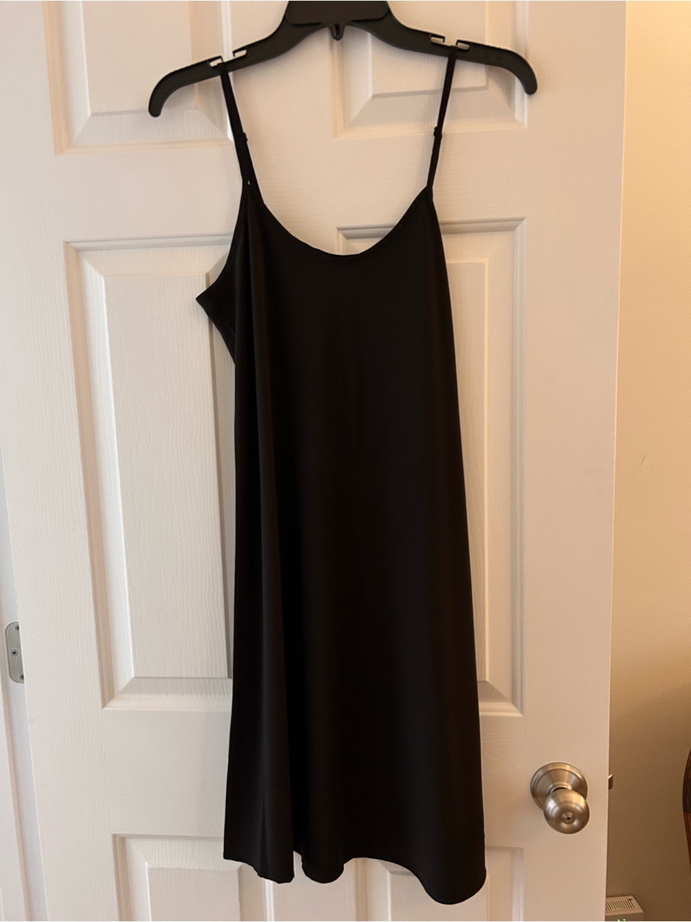 Classic Black Slip Dress with over gauze print - Minimal Spaghetti Strap